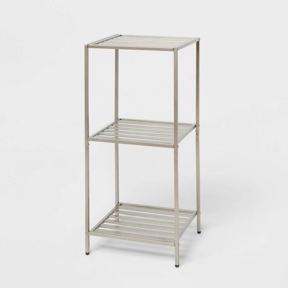 Brightroom Bath Short Bath Storage Tower Brushed Nickel Metal